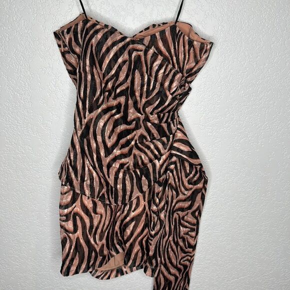 NWT Dundas x Revolve Lana Mini Dress Natural Zebra Metallic Small - Picture 6 of 15
